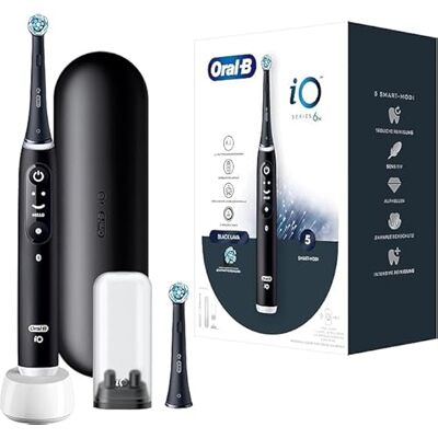 Oral-B iO Series 6 elektrisk tandborste, 2 borstar, 1 resefodral, 1 förvaringsväska för laddningsstation, designad av brun, svart lava Oral-B iO Series 6 elektrisk tandborste, 2 borstar, 1 resefodral, 1 förvaringsväska för laddningsstation, designad av brun, svart lava
