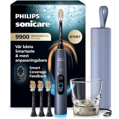 Philips Sonicare Next Generation DiamondClean 9900 Prestige Elektrisk tandborste med SenseIQ, Smart Coverage Feedback, Smart Pressure Feedback, 24 inställningar, Storm Blue HX9815/98 Philips Sonicare Next Generation DiamondClean 9900 Prestige Elektrisk tandborste med SenseIQ, Smart Coverage Feedback, Smart Pressure Feedback, 24 inställningar, Storm Blue HX9815/98