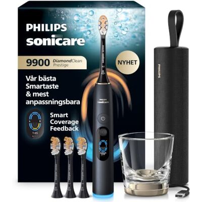 Philips Sonicare Next Generation DiamondClean 9900 Prestige Elektrisk tandborste med SenseIQ, Smart Coverage Feedback, Smart Pressure Feedback, 24 inställningar, Quartz Black, HX9815/92 Philips Sonicare Next Generation DiamondClean 9900 Prestige Elektrisk tandborste med SenseIQ, Smart Coverage Feedback, Smart Pressure Feedback, 24 inställningar, Quartz Black, HX9815/92