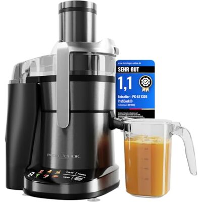 Profi Cook ProfiCook Juicepress Lätt att rengöra slow juicepress XXL påfyllningsöppning 1 000 W Longlife-motor fin mikrosil pekskärm 6 steg juicepress inklusive rengöringsborste PC AE 1326 Profi Cook ProfiCook Juicepress Lätt att rengöra slow juicepress XXL påfyllningsöppning 1 000 W Longlife-motor fin mikrosil pekskärm 6 steg juicepress inklusive rengöringsborste PC AE 1326