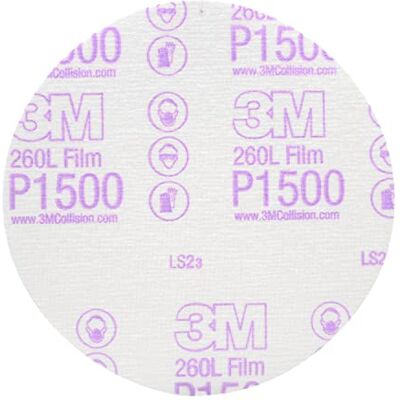 3M Hookit Finishing Film-sliprondell 00950, 15,2 cm, P1500+, 100-pack, för slipning av klarlack, lackfinish och borttagning av defekter, rivtålig design 3M Hookit Finishing Film-sliprondell 00950, 15,2 cm, P1500+, 100-pack, för slipning av klarlack, lackfinish och borttagning av defekter, rivtålig design