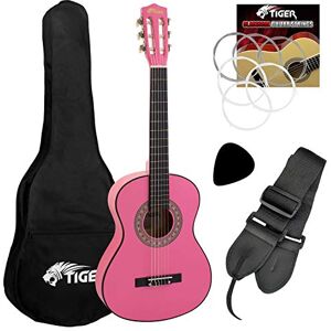 Tiger 1/2 storlekar barn klassisk gitarrförpackning i rosa inkluderar spelväska, reserv nylonsträngar och gitarrplektrum nu med 6 månaders gratis lektioner ingår Tiger 1/2 storlekar barn klassisk gitarrförpackning i rosa inkluderar spelväska, reserv nylonsträngar och gitarrplektrum nu med 6 månaders gratis lektioner ingår