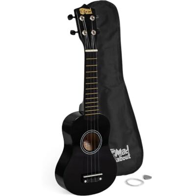 Mad About SU8 sopran ukulele i svart med en gratis gigbag, plocka och ersättningssängar – perfekt för skolor och nybörjare Mad About SU8 sopran ukulele i svart med en gratis gigbag, plocka och ersättningssängar – perfekt för skolor och nybörjare