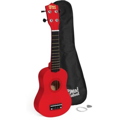 Mad About SU8 sopran ukulele i rött med en gratis gigbag, plockning och ersättningssålar – perfekt för skolor och nybörjare Mad About SU8 sopran ukulele i rött med en gratis gigbag, plockning och ersättningssålar – perfekt för skolor och nybörjare