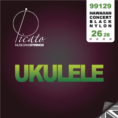 Picato 99129 26-28 marken svart nylon knytände hawaiiansk ukulele, set med 4 delar Picato 99129 26-28 marken svart nylon knytände hawaiiansk ukulele, set med 4 delar
