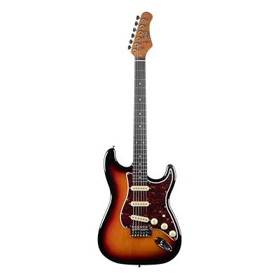 EKO GUITARS elektrisk gitarr ST‑300, poppelkropp, lönnhandtag, Laurel-tangentbord, 3 enkel-spole-pickup, tremolobron, 22 tangenter, skala 650 mm, Sunburst-färg EKO GUITARS elektrisk gitarr ST‑300, poppelkropp, lönnhandtag, Laurel-tangentbord, 3 enkel-spole-pickup, tremolobron, 22 tangenter, skala 650 mm, Sunburst-färg