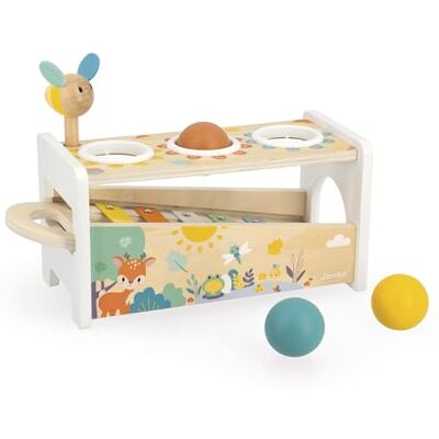 Janod Tap Tap Xylo Pure 2-in-1 Baby Musical Instrument Awakening and Educational Game Wooden Toy with 3 Balls + Hammer + Xylophone From 12 Months Old, J05155 Janod Tap Tap Xylo Pure 2-in-1 Baby Musical Instrument Awakening and Educational Game Wooden Toy with 3 Balls + Hammer + Xylophone From 12 Months Old, J05155