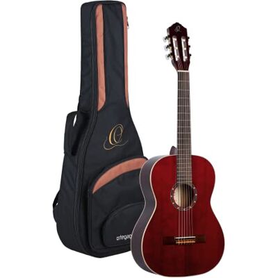 Ortega Guitars R121-7/8WR 7/8 kroppsstorlek nylon 6-strängad gitarr med grantopp, mahognykropp, vinröd glans Ortega Guitars R121-7/8WR 7/8 kroppsstorlek nylon 6-strängad gitarr med grantopp, mahognykropp, vinröd glans