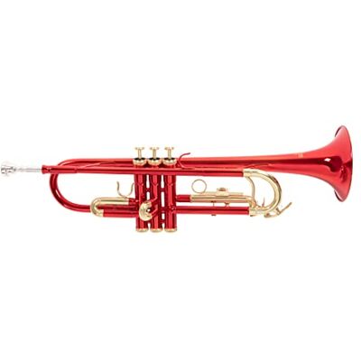 Roy Benson Bb-trumpet TR-101R (ML-borrning, ventiler i rostfritt stål, blyrör i guldmessing, elegant design, i lätt rektangulärt fodral, med ryggsäcksfunktion), röd Roy Benson Bb-trumpet TR-101R (ML-borrning, ventiler i rostfritt stål, blyrör i guldmessing, elegant design, i lätt rektangulärt fodral, med ryggsäcksfunktion), röd