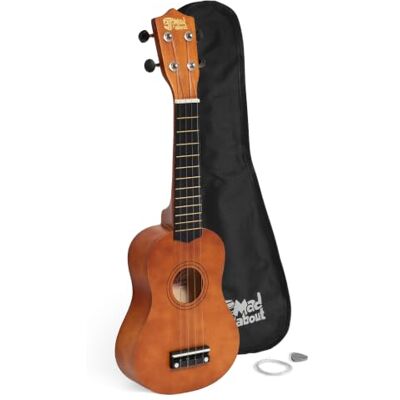 Mad About Ukulele naturlig SU8-NT ukulele med ficka, plektrum och reservsträngar, kolsvarta strängar för bättre humör, perfekt för skola och nybörjare Mad About Ukulele naturlig SU8-NT ukulele med ficka, plektrum och reservsträngar, kolsvarta strängar för bättre humör, perfekt för skola och nybörjare