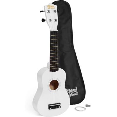 Mad About SU8 Sopran Ukulele i vitt med GRATIS spelväska, pick, och reservsträngar – perfekt för skolor och nybörjare, nu med kolsvarta strängar för förbättrad inställning Mad About SU8 Sopran Ukulele i vitt med GRATIS spelväska, pick, och reservsträngar – perfekt för skolor och nybörjare, nu med kolsvarta strängar för förbättrad inställning