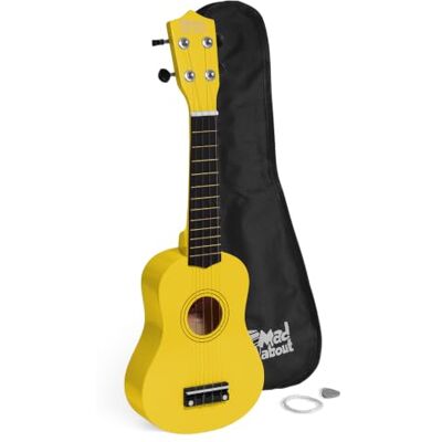 Mad About SU8 sopran ukulele i gult med gratis spelväska, plockning och reservsträngar – bra för skolor och nybörjare, nu med kolsvarta strängar för förbättrad inställning Mad About SU8 sopran ukulele i gult med gratis spelväska, plockning och reservsträngar – bra för skolor och nybörjare, nu med kolsvarta strängar för förbättrad inställning