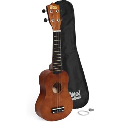 Mad About SU8 sopran ukulele i mörkt trä med en gratis gigbag, plocka och ersättningssträngar – perfekt för skolor och nybörjare Mad About SU8 sopran ukulele i mörkt trä med en gratis gigbag, plocka och ersättningssträngar – perfekt för skolor och nybörjare