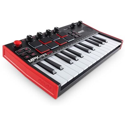 Akai MPK Mini Play MK3 MIDI Keyboard Controller med inbyggd högtalare och ljud samt dynamisk keybed, MPC Pads, Software Suite och Native Instruments Sound Package Akai MPK Mini Play MK3 MIDI Keyboard Controller med inbyggd högtalare och ljud samt dynamisk keybed, MPC Pads, Software Suite och Native Instruments Sound Package