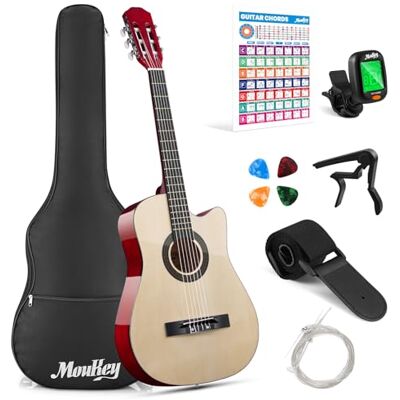 Moukey All Basswood 91 cm barn klassisk vänsterhänt övning gitarr nybörjare set original träfärg Moukey All Basswood 91 cm barn klassisk vänsterhänt övning gitarr nybörjare set original träfärg