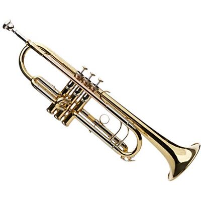 GEWA Roy Benson Bb-trumpet TR-403 (premium mässingskonstruktion förlängd klocka mörk ljudkaraktär inkl. lätt rektangulärt fodral med ryggsäckssats), lackerad GEWA Roy Benson Bb-trumpet TR-403 (premium mässingskonstruktion förlängd klocka mörk ljudkaraktär inkl. lätt rektangulärt fodral med ryggsäckssats), lackerad