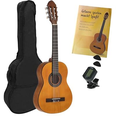 Juan Miguel Navarrez konsertgitarr klassisk gitarr 1/2 honey naturfärger startpaket inkl. väska, plektrum, bok, stämapparat Juan Miguel Navarrez konsertgitarr klassisk gitarr 1/2 honey naturfärger startpaket inkl. väska, plektrum, bok, stämapparat
