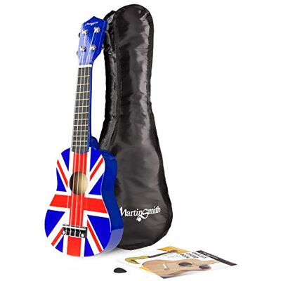 Martin Smith Sopran ukulele med ukulele väska och Union Jack design Martin Smith Sopran ukulele med ukulele väska och Union Jack design