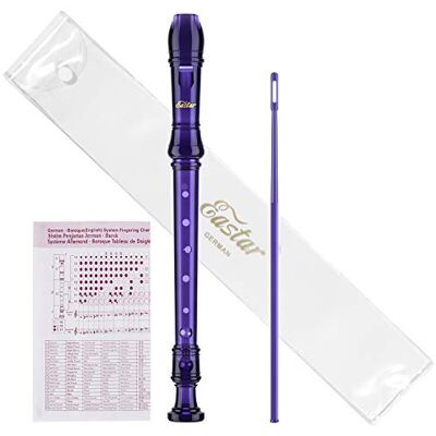 Eastar Sopran Recorder Instrument för barn studenter nybörjare, tysk fingersättning C nyckelinspelare instrument 3 delar med rengöringssats, förvaringsväska, fingertabell, ERS-1GPu, lila, skolgodkänd Eastar Sopran Recorder Instrument för barn studenter nybörjare, tysk fingersättning C nyckelinspelare instrument 3 delar med rengöringssats, förvaringsväska, fingertabell, ERS-1GPu, lila, skolgodkänd