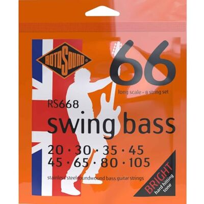Rotosound strängar för elbas SWING 66 STAINLESS SETS 8-str. RS668 Stainless Standard 45-105 Rotosound strängar för elbas SWING 66 STAINLESS SETS 8-str. RS668 Stainless Standard 45-105