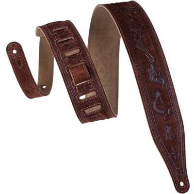 Levy's Läder Ms17t03-brn 6,32 cm mocka läder verktyg gitarr rem med Kokopelli design brun Levy's Läder Ms17t03-brn 6,32 cm mocka läder verktyg gitarr rem med Kokopelli design brun