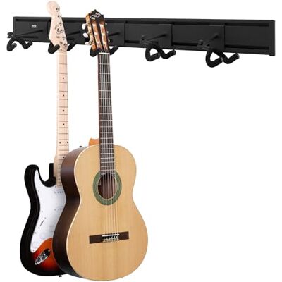 Pyle gitarrhängare väggmonteringspaket, 5 justerbara gitarrhängare för vägg med konsolskena, roterande armar, vadderade vaggor, lämplig för elektriska och akustiska gitarrer, monteringssats ingår Pyle gitarrhängare väggmonteringspaket, 5 justerbara gitarrhängare för vägg med konsolskena, roterande armar, vadderade vaggor, lämplig för elektriska och akustiska gitarrer, monteringssats ingår