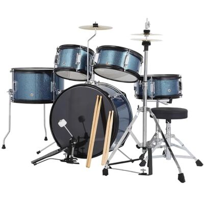 GarveeHome 5-delat set för barntrummor, e-trummor, juniortrumset med bastrumma, snare, 2 toms, bassänger, hi-hatt, pall, trumpinnar och pedaler, musikalisk gåva för nybörjare från 4 år GarveeHome 5-delat set för barntrummor, e-trummor, juniortrumset med bastrumma, snare, 2 toms, bassänger, hi-hatt, pall, trumpinnar och pedaler, musikalisk gåva för nybörjare från 4 år