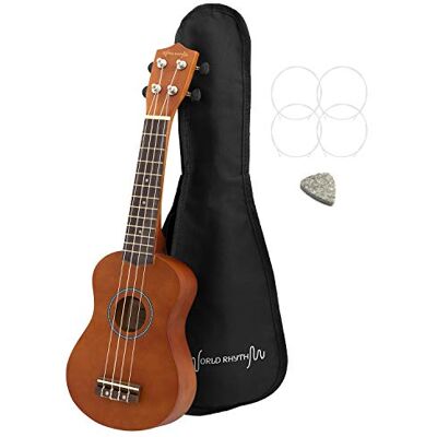 World Rhythm sopran ukulele – nybörjare sopran ek-finish med spelningsväska, extra ukulele strängar och filtplektrum Naturligt World Rhythm sopran ukulele – nybörjare sopran ek-finish med spelningsväska, extra ukulele strängar och filtplektrum Naturligt