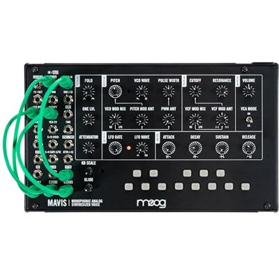MOOG Mavis Fristående Semimodulärt Analogt Synthesizer-Kit med Keyboard; Analog Oscillator, Filter, Envelope-Generator; Wavefolder; Dammskydd MOOG Mavis Fristående Semimodulärt Analogt Synthesizer-Kit med Keyboard; Analog Oscillator, Filter, Envelope-Generator; Wavefolder; Dammskydd
