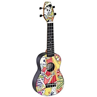 Ortega Guitars Sopran ukulele färgglad – Keiki K2 – startkit inklusive tuner, rem, 5 medelstora plektrum och dragskoväska – kauriwood – el muerto (K2-EM) Ortega Guitars Sopran ukulele färgglad – Keiki K2 – startkit inklusive tuner, rem, 5 medelstora plektrum och dragskoväska – kauriwood – el muerto (K2-EM)