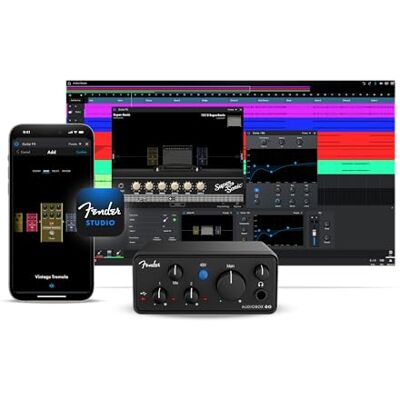 Fender AudioBox GO 2x2 USB-C Audio Interface for Music Production, XLR Mic/Line Combo, TS Instrument Input, 24-bit/96 kHz Converters, Zero-Latency Headphone Monitoring, Mac & PC Fender AudioBox GO 2x2 USB-C Audio Interface for Music Production, XLR Mic/Line Combo, TS Instrument Input, 24-bit/96 kHz Converters, Zero-Latency Headphone Monitoring, Mac & PC