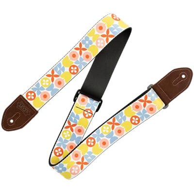 Levy's Leathers Mid Century Modern Series gitarrbälte med läderändar flerfärgad Retro Flower Design (MP2MCM-002) Levy's Leathers Mid Century Modern Series gitarrbälte med läderändar flerfärgad Retro Flower Design (MP2MCM-002)