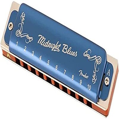 Fender ® MIDNIGHT BLUES HARMONICA Harmonica Diatonic 10 hål tuning A Blue Begränsad utgåva Fender ® MIDNIGHT BLUES HARMONICA Harmonica Diatonic 10 hål tuning A Blue Begränsad utgåva