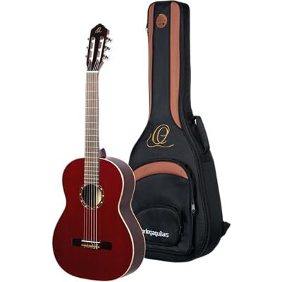 Ortega Guitars konsert gitarr vänsterhänt – 4/4 – Family Series – inklusive Gig Bag – gran, mahogny, röd (R121LWR) Ortega Guitars konsert gitarr vänsterhänt – 4/4 – Family Series – inklusive Gig Bag – gran, mahogny, röd (R121LWR)