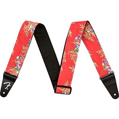 Fender ® »HAWAIIAN GUITAR STRRAP" gitarrrem Bredd: 5 cm Längd: 86–150 cm Färg: Röd blommig Fender ® »HAWAIIAN GUITAR STRRAP" gitarrrem Bredd: 5 cm Längd: 86–150 cm Färg: Röd blommig