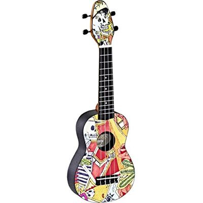 Ortega Guitars Sopran ukulele färgglad – Keiki K2 – startkit inklusive tuner, rem, 5 medelstora plektrum och dragskoväska – kauriwood – el muerto (K2-EM) Ortega Guitars Sopran ukulele färgglad – Keiki K2 – startkit inklusive tuner, rem, 5 medelstora plektrum och dragskoväska – kauriwood – el muerto (K2-EM)