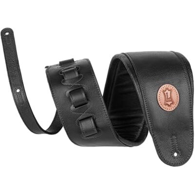 Levy's MSS2-4-XL-BLK Axelband i läder för gitarr och bas, 11,4 cm, extra långt och vadderat läderband, justerbart från 94–160 cm, svart Levy's MSS2-4-XL-BLK Axelband i läder för gitarr och bas, 11,4 cm, extra långt och vadderat läderband, justerbart från 94–160 cm, svart