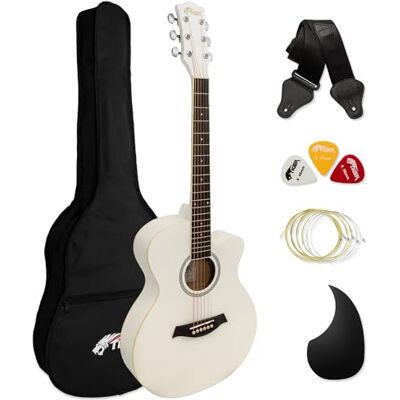 Tiger liten kropp akustisk gitarr för nybörjargitarr, vit Tiger liten kropp akustisk gitarr för nybörjargitarr, vit