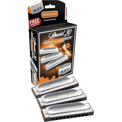 Hohner Special 20 Harmonica 3 delar Pro Pack nycklar från G, C, A Hohner Special 20 Harmonica 3 delar Pro Pack nycklar från G, C, A