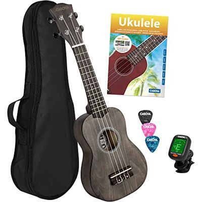 CASCHA Sopran ukulele set för barn och vuxna I ukulele startkit med 3 plektrum väska lärobok inlärningsvideor om QR-kod röstapparat I set aquila strängar nylon I liten Hawaii gitarr I svart CASCHA Sopran ukulele set för barn och vuxna I ukulele startkit med 3 plektrum väska lärobok inlärningsvideor om QR-kod röstapparat I set aquila strängar nylon I liten Hawaii gitarr I svart