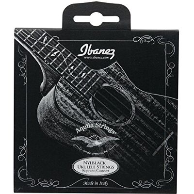 Ibanez NBUKS4 ukulele strängsats (Aquila sträng, 024–026, Sopran, konsert) svart nylon Ibanez NBUKS4 ukulele strängsats (Aquila sträng, 024–026, Sopran, konsert) svart nylon
