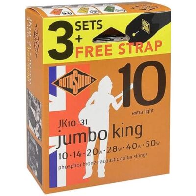 Rotosound JK akustisk gitarr Jumbo King Phosphor Bronze Set om 3+band JK10-31-F Rotosound JK akustisk gitarr Jumbo King Phosphor Bronze Set om 3+band JK10-31-F