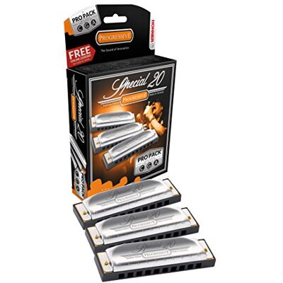 Hohner Special 20 Harmonica 3 delar Pro Pack nycklar från G, C, A Hohner Special 20 Harmonica 3 delar Pro Pack nycklar från G, C, A