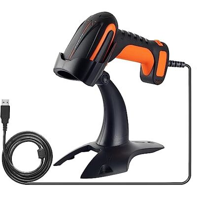 Tera Pro Kraftfull industri, 1D, 2D, QR streckkodsskanner med kabel och stativ, robust, stötsäker, dammsäker, Heavy Duty, handsfree-användning för lager, hemmet, bibliotek, Windows, Mac, modell 8100Y Tera Pro Kraftfull industri, 1D, 2D, QR streckkodsskanner med kabel och stativ, robust, stötsäker, dammsäker, Heavy Duty, handsfree-användning för lager, hemmet, bibliotek, Windows, Mac, modell 8100Y
