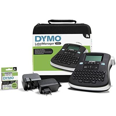 Dymo Sats för handhållen LabelManager 210D-etikettskrivare, QWERTY-tangentbord, med D1-etiketter på 12 mm för svart på vitt och bärväska Dymo Sats för handhållen LabelManager 210D-etikettskrivare, QWERTY-tangentbord, med D1-etiketter på 12 mm för svart på vitt och bärväska