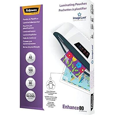 Fellowes 5306002 Lamineringspåsar, 100 stycken A5, Genomskinlig Fellowes 5306002 Lamineringspåsar, 100 stycken A5, Genomskinlig