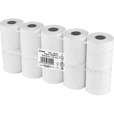 DOHE Termiska pappersrullar 57 x 45 mm (10 st.) Kärna ⌀ 12 mm, längd 14,5 m, biljetter för datafon, POS, kassaregister, POS- och EPOS-skrivare, tjocklek 60 gr/m², BPA-fri DOHE Termiska pappersrullar 57 x 45 mm (10 st.) Kärna ⌀ 12 mm, längd 14,5 m, biljetter för datafon, POS, kassaregister, POS- och EPOS-skrivare, tjocklek 60 gr/m², BPA-fri