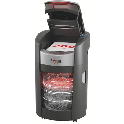 Rexel ShredMax AutoFeed+ 200X dokumentförstörare, 200 ark automatisk Korsskärning P4, Bin Rotation Technology, tyst <55 dBA, 30 min kontinuerlig, 21 l behållare, kontor & hemmakontor, GDPR Rexel ShredMax AutoFeed+ 200X dokumentförstörare, 200 ark automatisk Korsskärning P4, Bin Rotation Technology, tyst <55 dBA, 30 min kontinuerlig, 21 l behållare, kontor & hemmakontor, GDPR