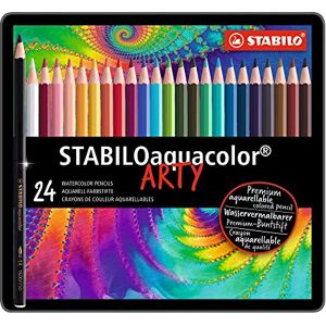 Stabilo Matita colorata acquarellabile aquacolor Scatola in Metallo da 24 Colori assortiti