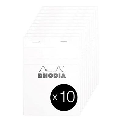 Rhodia 13201C Häftklammerblock N°13 vit A6 Små rutor 80 avtagbara ark 80 stycken avtagbara ark 80G vitt Clairefontaine-papper Belagt pappersöverdrag Förpackning med 10 block Rhodia 13201C Häftklammerblock N°13 vit A6 Små rutor 80 avtagbara ark 80 stycken avtagbara ark 80G vitt Clairefontaine-papper Belagt pappersöverdrag Förpackning med 10 block